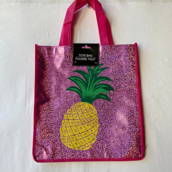 2 Flamingo Pineapple Tote Bags Shopper Reusable Shopping Bag Beach Tropical - Picture 9 of 13